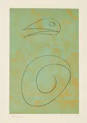 Oiseau vert by Max Ernst, 1965, Farbaquatintaradierung auf Velin, sold May 2022
