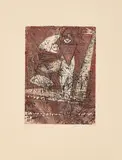 Max Ernst, Aus: Benjamin Péret, Mort aux vaches et au champ d'honneur, 1950, Farbaquatintaradierung auf Arches Velin (Wasserzeichen)