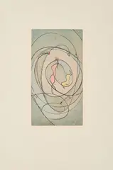 Ohne Titel by Max Ernst, 1970, Farbaquatintaradierung auf Lana (Wasserzeichen: Widderkopf), sold May 2022