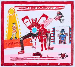 Contact by Eliezer Sonnenschein, 1999, Acryl und Bleistift auf leichtem Karton, sold Sep 2022
