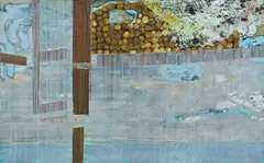 Ina Bierstedt, "Holzstapel", 2004, Acryl und Öl auf Leinwand