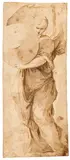 Genueser Schule, Die Allegorie der Astronomie (Urania?), Aquarell über Bleistift auf braunem Papier