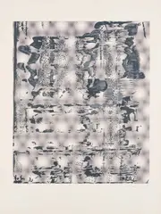 Graphit by Gerhard Richter, 2005, Serigrafie in vier Grautönen über Offsetdruck in Dunkelgrau und Grauviolett auf weißem Büttenkarton, sold Jun 2022