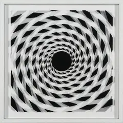 Komposition 716 by Marcello Morandini, 2020, 3D-Konstruktion aus Baumwollpapier und bedruckten Acrylglasplatten. In Holzrahmen, sold Mar 2022
