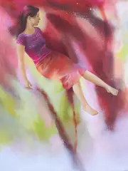 Isabelle Dutoit, "im Rot (klein)", 2005, Öl und Acryl auf Holz