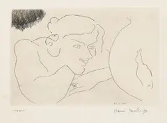 Henri Matisse, Jeune femme observant les évolutions d'un poisson, 1929, Radierung auf Chinapapier auf Velin
