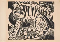 Tiger by Franz Marc, 1912, Holzschnitt auf Velin, sold Apr 2022