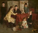 Julius Müller-Maßdorf, Die Kinder des Offiziers und Dramatikers Edmund Henoumont (1831 - 1910), Öl auf Leinwand
