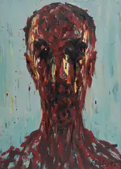 Max Uhlig, "Kopf M.T.", 2003, Öl auf Nessel