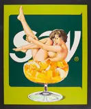 Mel Ramos, Miss Fruit Salad, 1990, Farbserigrafie auf schwarzem leichtem Karton