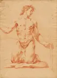 Italian School, Männliche Aktstudie (Adam?), Rötel und Kreide auf Papier