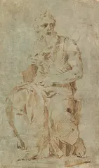 Moses by Italian School, Feder auf hellblauem Papier, sold May 2022