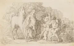 Pelagio Palagi, Erminia und die Schafhirten (Episode aus dem Epos "Das befreite Jerusalem" von Torquato Tasso), Bleistift auf Papier