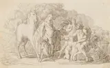 Pelagio Palagi, Erminia und die Schafhirten (Episode aus dem Epos "Das befreite Jerusalem" von Torquato Tasso), Bleistift auf Papier