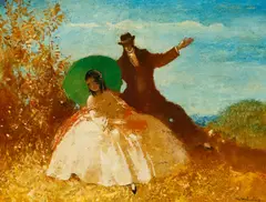 Walter Heimig, Elegantes Paar, Öl auf Holz