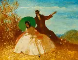 Walter Heimig, Elegantes Paar, Öl auf Holz