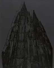 Cologne Cathedral by Andy Warhol, 1985, Farbserigrafie mit Diamantstaub auf Lenox Museumskarton, sold Jun 2022