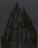 Cologne Cathedral by Andy Warhol, 1985, Farbserigrafie mit Diamantstaub auf Lenox Museumskarton, sold Jun 2022