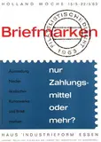 Briefmarken nur Zahlungsmittel oder mehr? by Wim van Stek & Aart Verhoeven, 1963, poster, sold Nov 2014