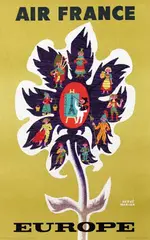 Hervé Morvan, Air France Europe, 1956, poster