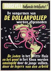 Louis E. Manche, De vangarmen van De Dollarpoliep worden afgesneden, 1942, poster