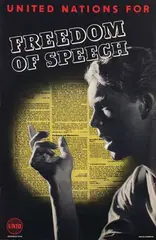 Beverley Pick, United Nations for Freedom of Speech, poster