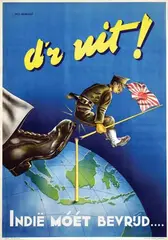 Nico Broekman, d'r uit! Indië móét bevrijd...., 1945, poster