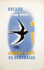 Peter Morgan, Orient Line to Australia Escape from winter?, 1937, poster