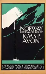 Norway Holiday cruises by R.M.S.P. "Avon" by Fred Taylor, 1924, poster, sold Nov 2014