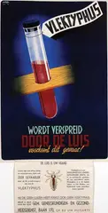 Salverda, Vlektyphus wordt verspreid door de luis, 1945, poster