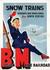 M. Haskell, Boston Maine Railroad Snow Trains, poster