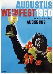 Toni Zepf, Augustus Weinfest Augsburg, 1950, poster