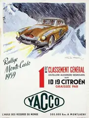 Géo Ham, Rallye Monte Carlo, ID 19 Citroën, 1959, poster
