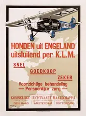 Carsten, Honden uit Engeland uitsluitend per KLM, 1926, poster