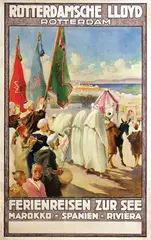 Maurice Romberg, Rotterdamsche Lloyd Rotterdam Ferienreisen zur See, 1928, poster