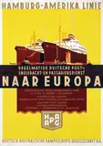 Ottomar Anton, HAPAG Naar Europa Hoofdagenten voor Ned Indië, poster