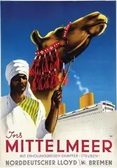 Willy Hanke, Norddeutscher Lloyd Bremen Ins Mittelmeer, 1939, poster