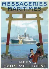 Messageries Maritimes Japon Extrême-Orient by Sandy (ps. Georges Taboureau) Hook, 1920, poster, sold Jun 2014