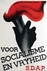 Levie Woudhuysen, S.D.A.P. voor Socialisme en Vryheid, 1934, poster