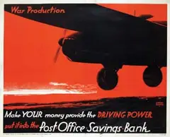 Austin Cooper, War production Post Office Saving Bank, poster
