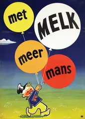 Kees P. van Roemburg, met Melk meer mans, 1952, poster