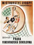 Ams, European Championship Basketball Praque (Hungarian), 1947, poster