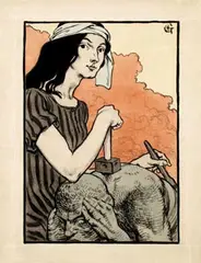 without text (La Sculpture) by Eugene Grasset, 1898, poster, sold Dec 2013