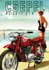Csepel De Luxe 250 by Szilas Gyözö, poster, sold Dec 2013