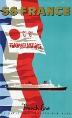 Jean Jacquelin, French Line SS France, 1955, poster