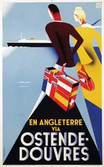 T.E. Lemaire, En Angleterre via Ostende-Douvres, poster