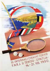Asrutelj, International Tennis Tournament Opatija (Croatia), 1950, poster