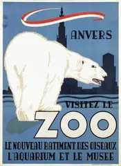 René van Poppel, Visitez le Zoo Anvers (polar bear), 1950, poster