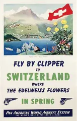 Richard Gerbig, PAA Fly by Clipper to Switzerland, poster