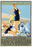 Josep Puigdengolas Barrella, Piscina-Familias. Balneario San Sebastian Barcelona, 1932, poster